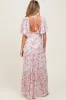 Coral Floral V-Neck Flowy Tiered Maternity Maxi Dress sold by Pinkblush