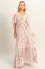 Coral Floral V-Neck Flowy Tiered Maternity Maxi Dress sold by Pinkblush
