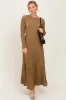 Mocha Ribbed Long Sleeve Maxi Dress sold by Pinkblush