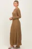 Mocha Ribbed Long Sleeve Maxi Dress sold by Pinkblush
