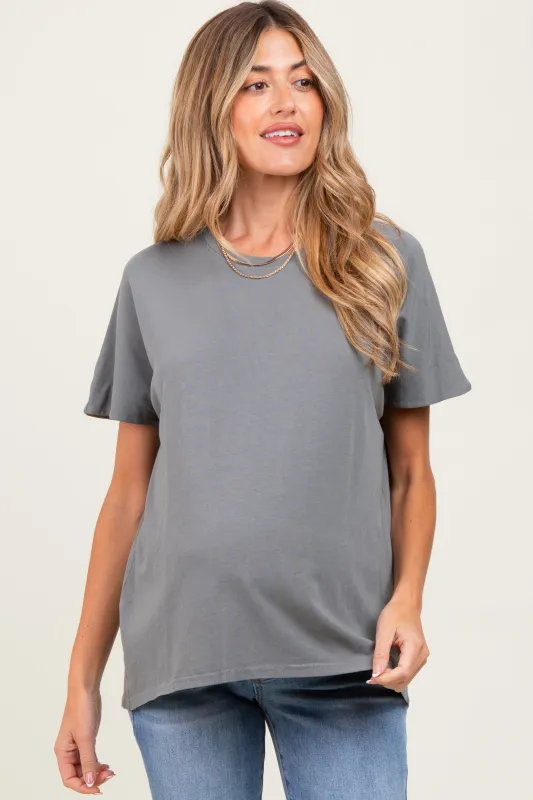 Grey Slouchy Maternity Short Sleeve Tee sold by Pinkblush