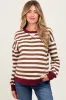 Brown Contrast Stripe Oversized Maternity Sweatshirt sold by Pinkblush