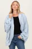 Light Blue Solid Terry Long Dolam Sleeve Vintage Maternity Hoodie sold by Pinkblush