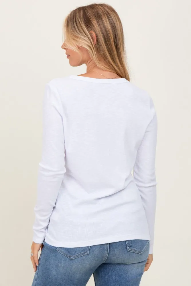 White Ribbed Long Sleeve Top sold by Pinkblush product image thumbnail 4