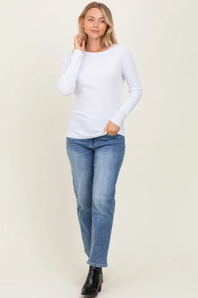 White Ribbed Long Sleeve Top sold by Pinkblush product image thumbnail 2