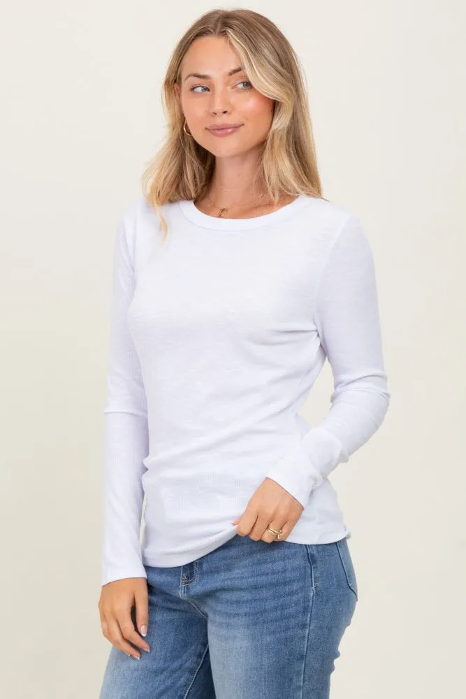 White Ribbed Long Sleeve Top sold by Pinkblush product image thumbnail 3