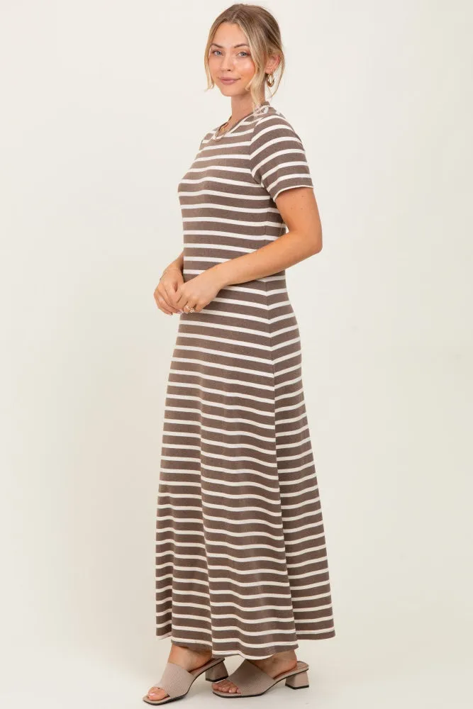 Brown Striped Short Sleeve Midi Dress sold by Pinkblush product image thumbnail 3