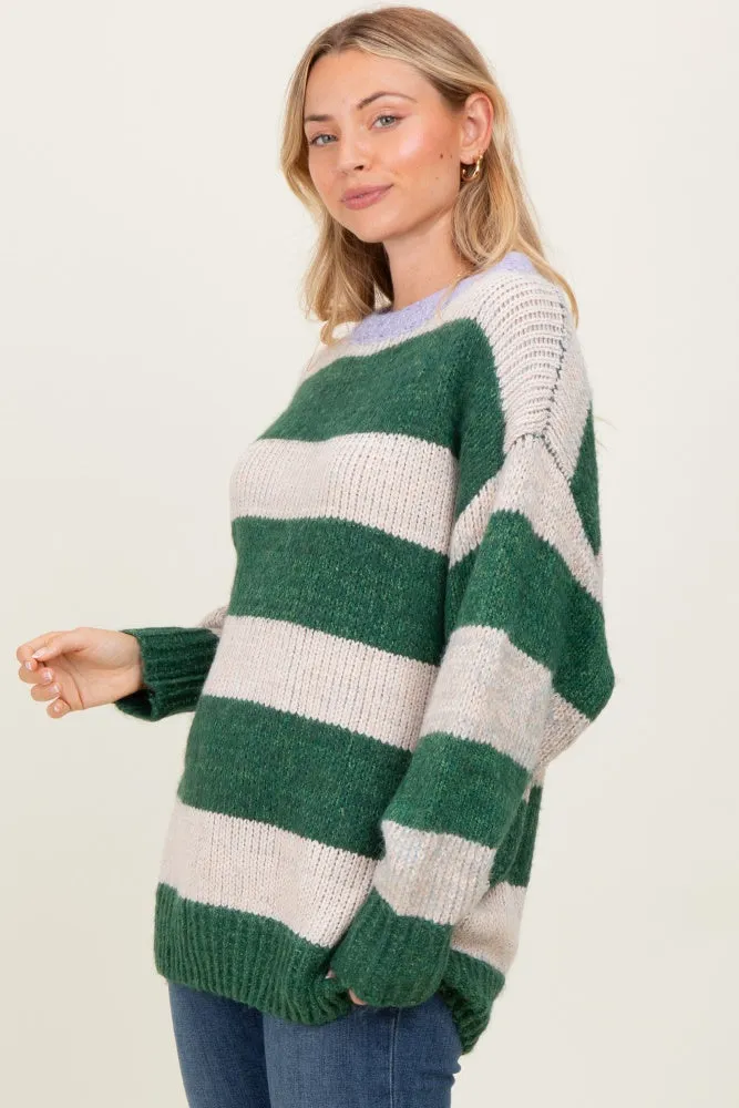 Green Wide Stripe Chunky Knit Sweater sold by Pinkblush product image thumbnail 3