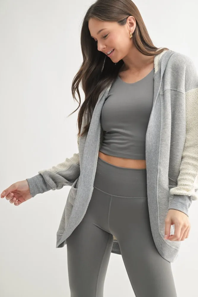 Heather Grey Terry Relaxed Fit Hooded Maternity Cardigan sold by Pinkblush product image thumbnail 4