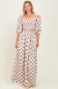 Brown Printed Smocked Crop Top Maxi Skirt Set sold by Pinkblush