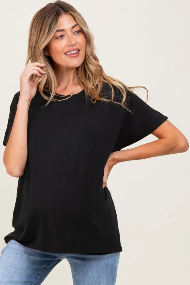 Black Slouchy Maternity Short Sleeve Tee sold by Pinkblush