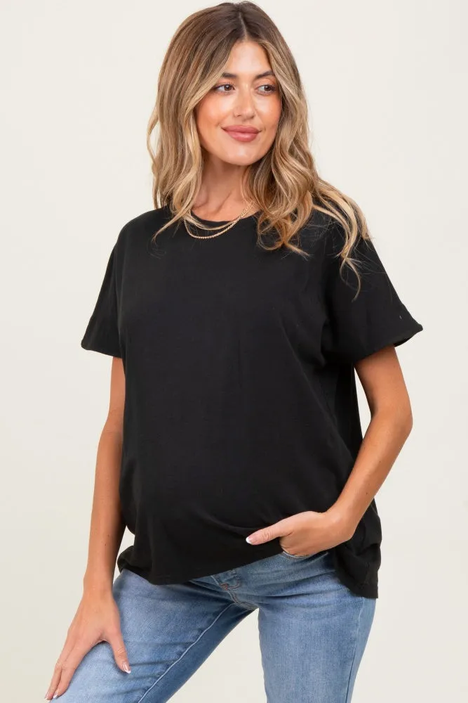 Black Slouchy Maternity Short Sleeve Tee sold by Pinkblush product image thumbnail 2