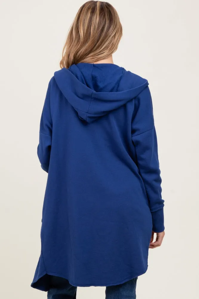 Royal Blue Hooded Long Maternity Cardigan sold by Pinkblush product image thumbnail 3