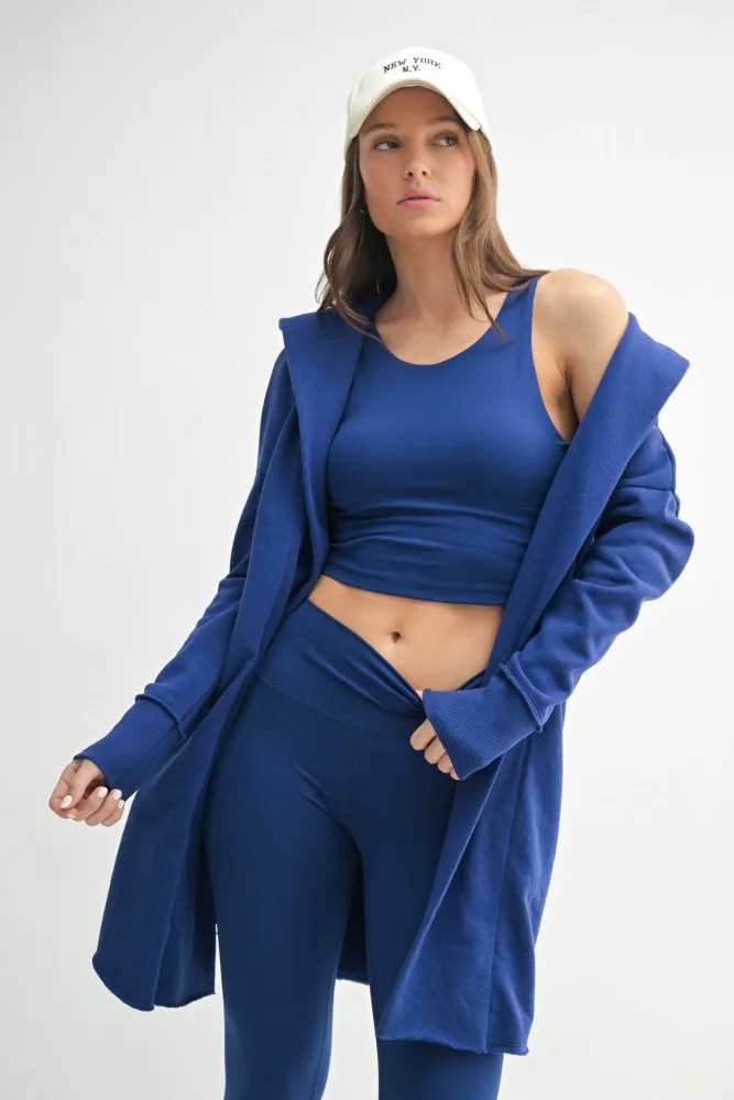 Royal Blue Hooded Long Maternity Cardigan sold by Pinkblush product image thumbnail 4