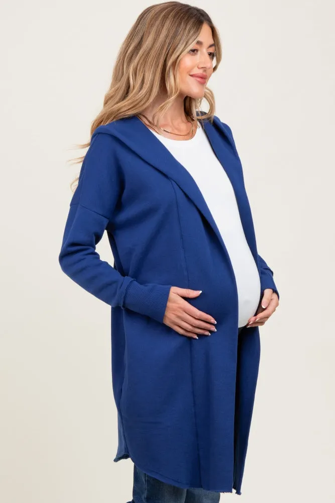 Royal Blue Hooded Long Maternity Cardigan sold by Pinkblush product image thumbnail 2