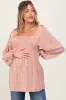 Mauve Printed Smocked Maternity Tunic Top sold by Pinkblush