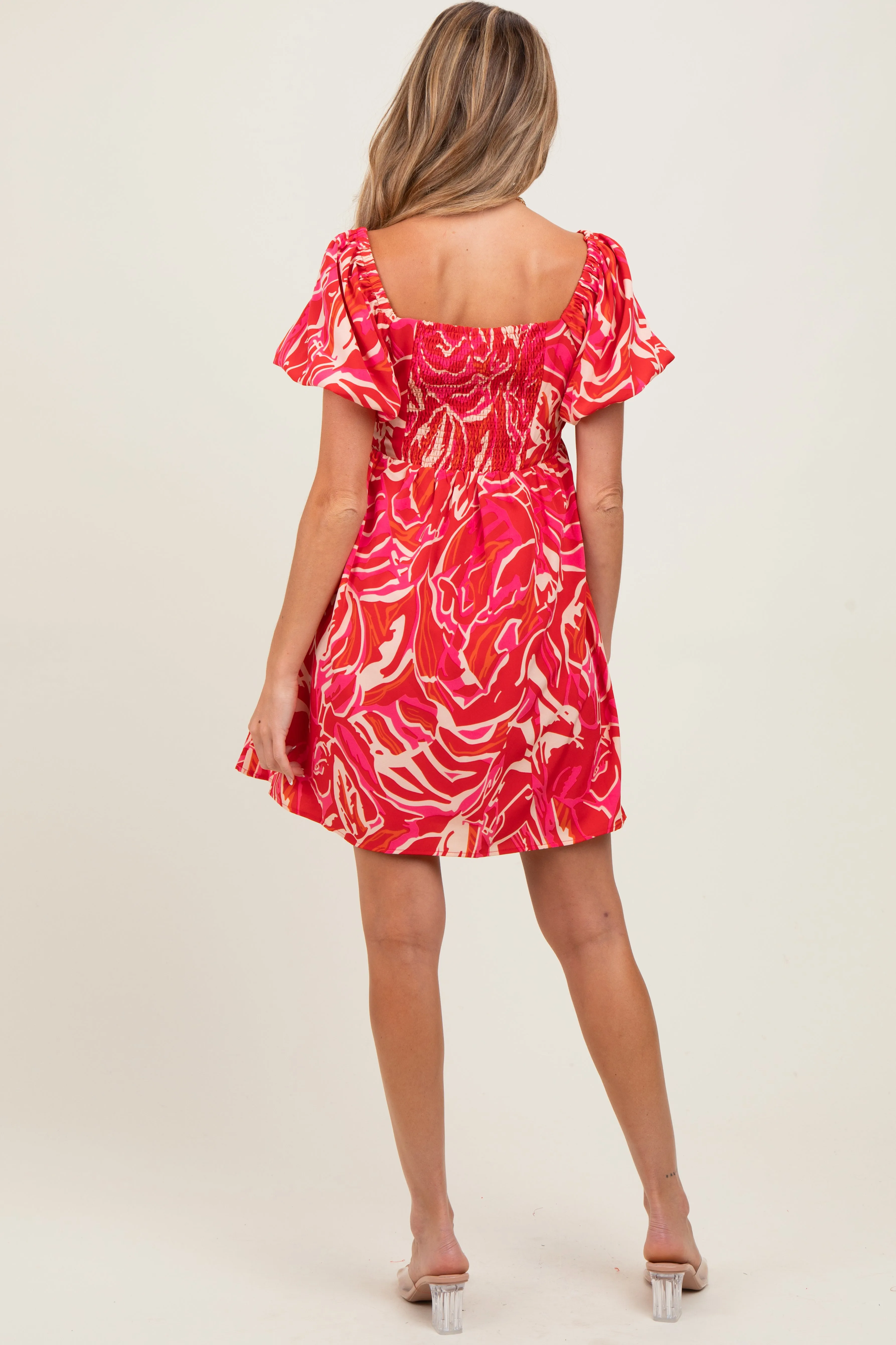 Red Printed Twisted Front Maternity Mini Dress sold by Pinkblush product image thumbnail 4