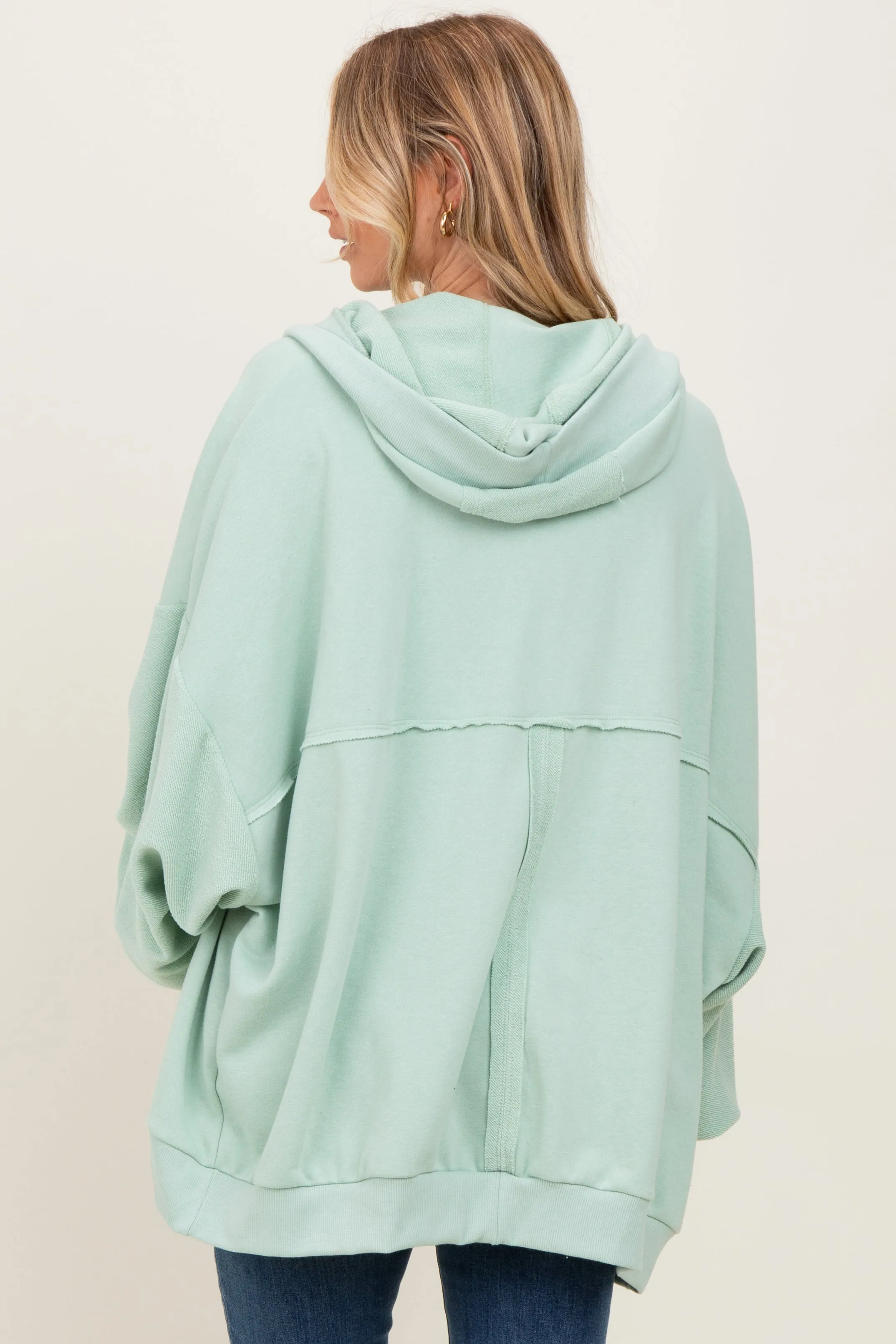 Sage Solid Terry Long Dolam Sleeve Vintage Hoodie sold by Pinkblush product image thumbnail 4