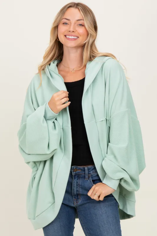 Sage Solid Terry Long Dolam Sleeve Vintage Hoodie sold by Pinkblush