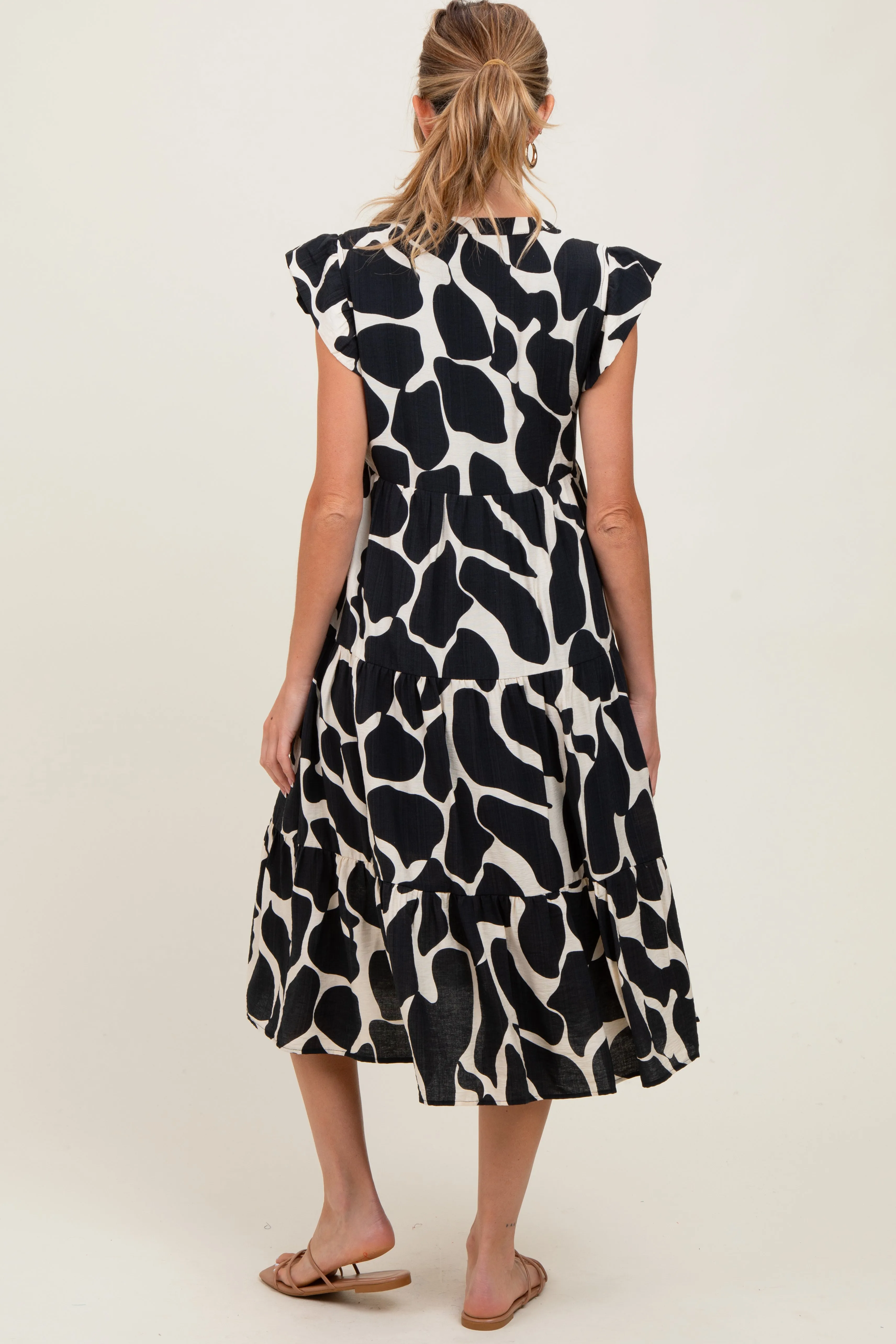 Black Print Tiered Layer Maternity Midi Dress sold by Pinkblush product image thumbnail 4