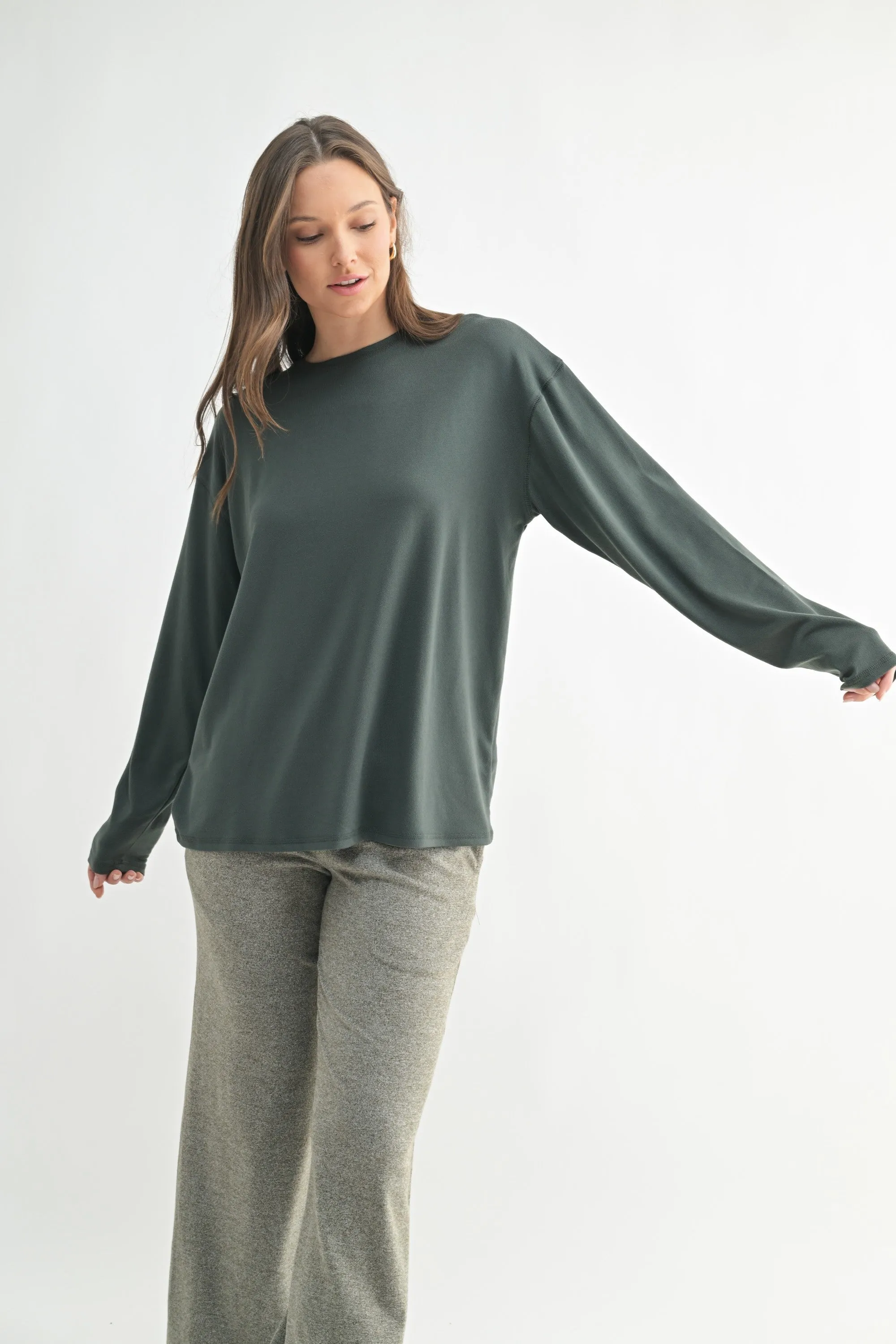Charcoal Grey Relaxed Fit Maternity Long Sleeve Top sold by Pinkblush product image thumbnail 4