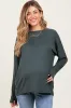 Charcoal Grey Relaxed Fit Maternity Long Sleeve Top sold by Pinkblush