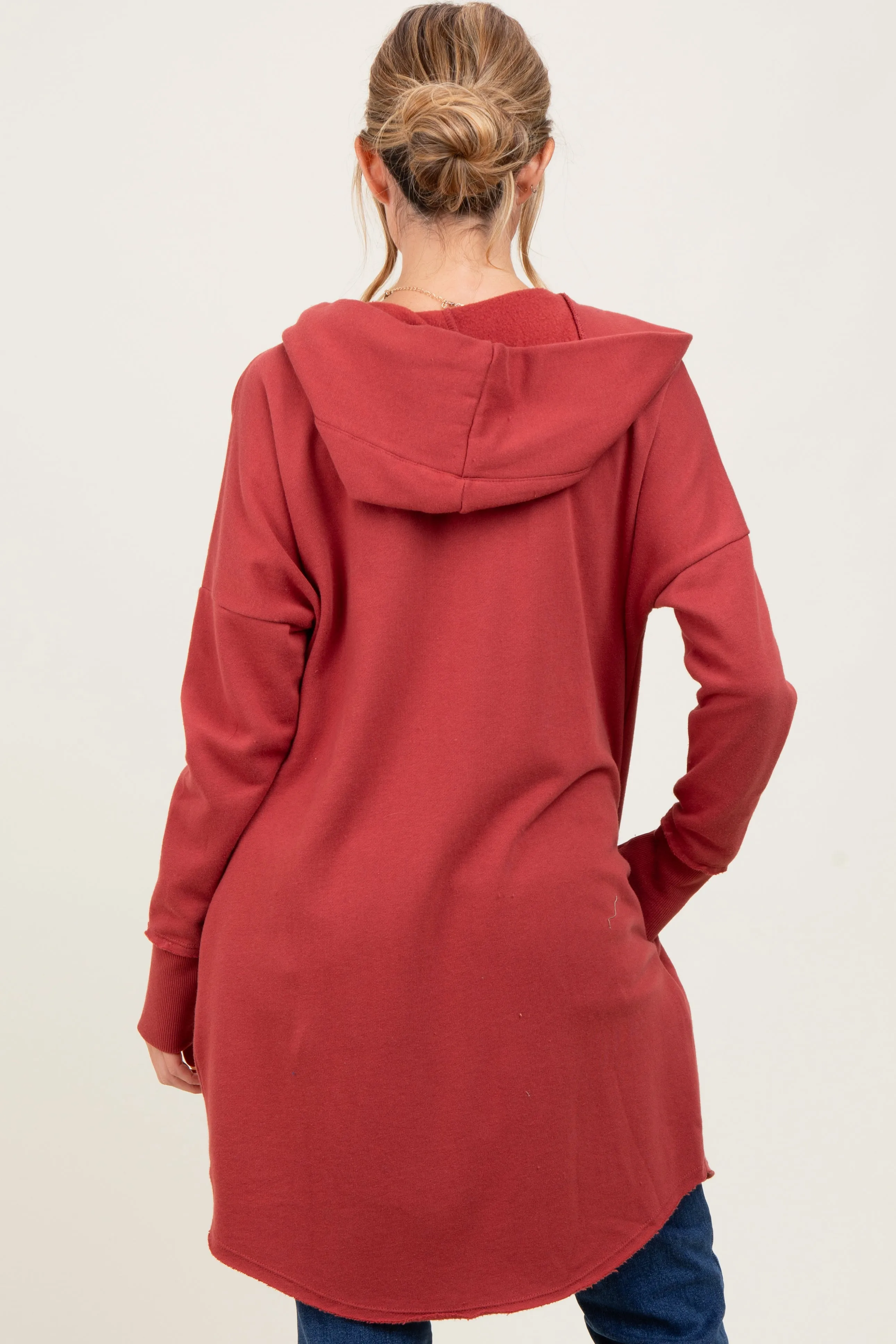 Rust Hooded Long Maternity Cardigan sold by Pinkblush product image thumbnail 3