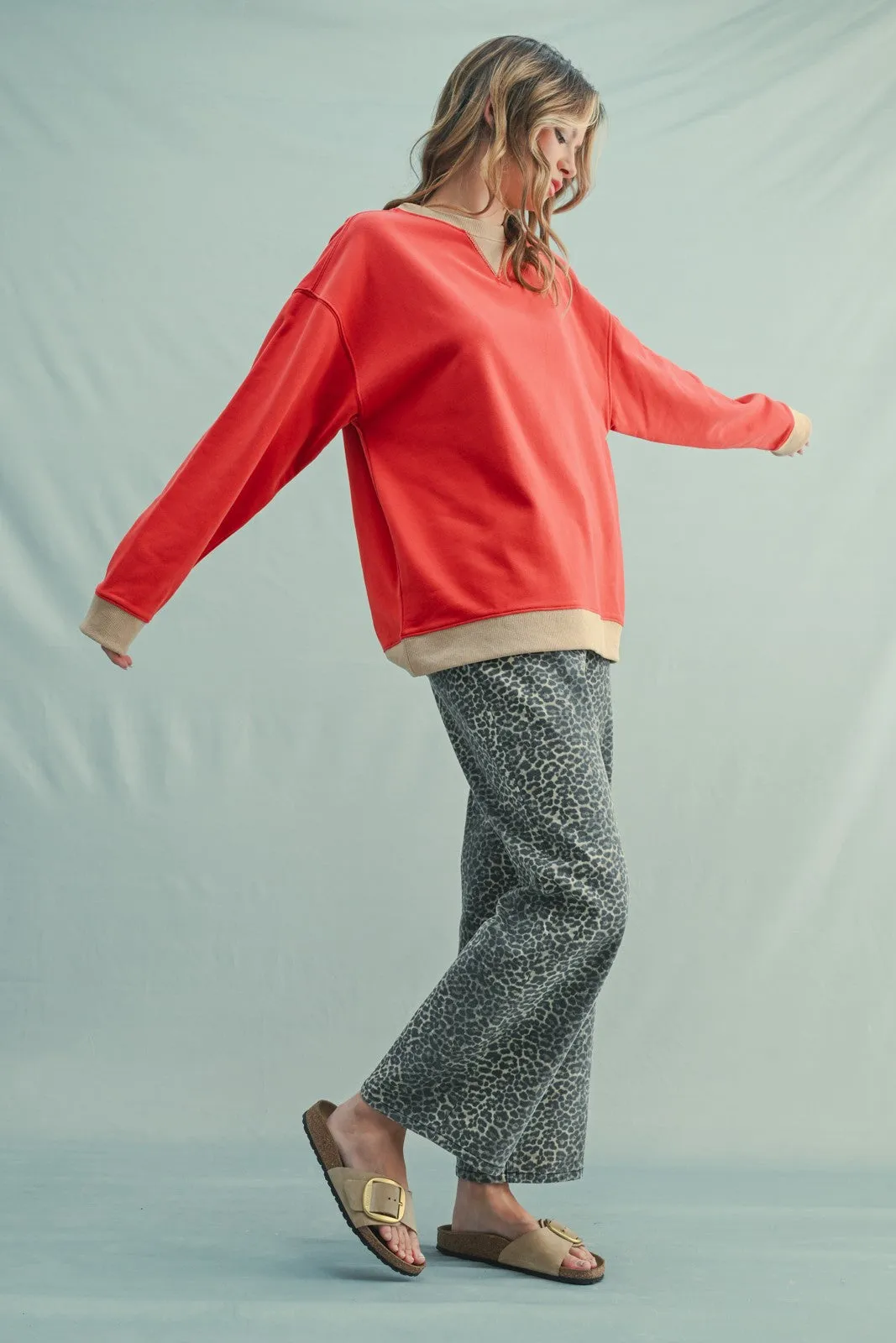 Red Colorblock Pullover Top sold by Pinkblush product image thumbnail 3