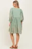 Light Olive Paisley Embroidered Bubble Sleeve Dress sold by Pinkblush