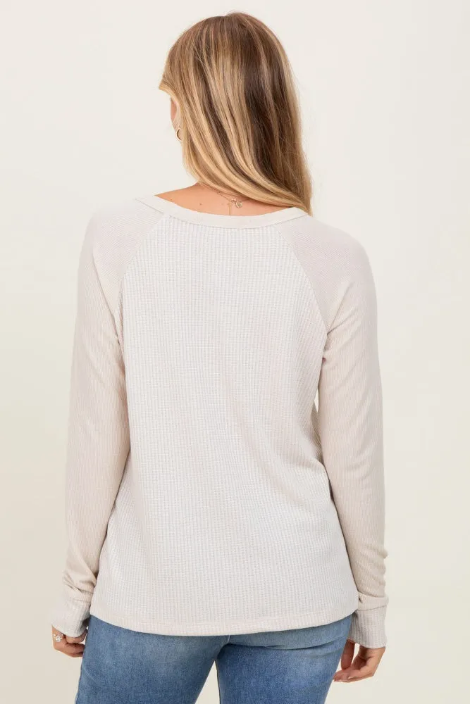 Cream Waffle Knit Long Sleeve Top sold by Pinkblush product image thumbnail 4