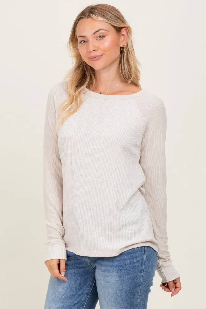 Cream Waffle Knit Long Sleeve Top sold by Pinkblush product image thumbnail 3