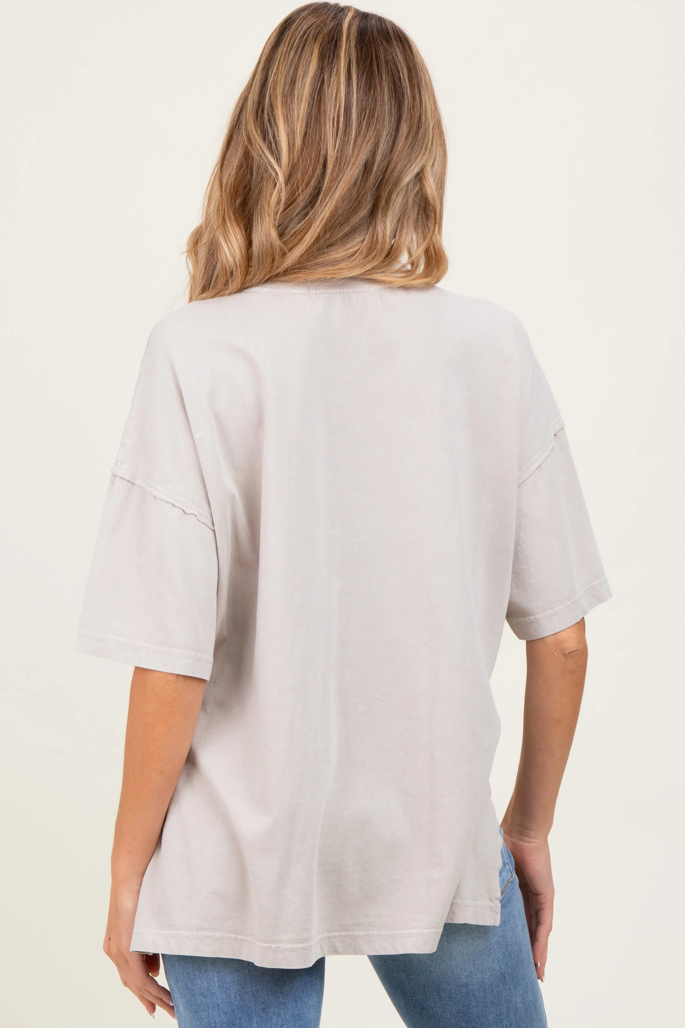 Light Grey Washed Oversized Boxy Maternity Tee sold by Pinkblush product image thumbnail 4