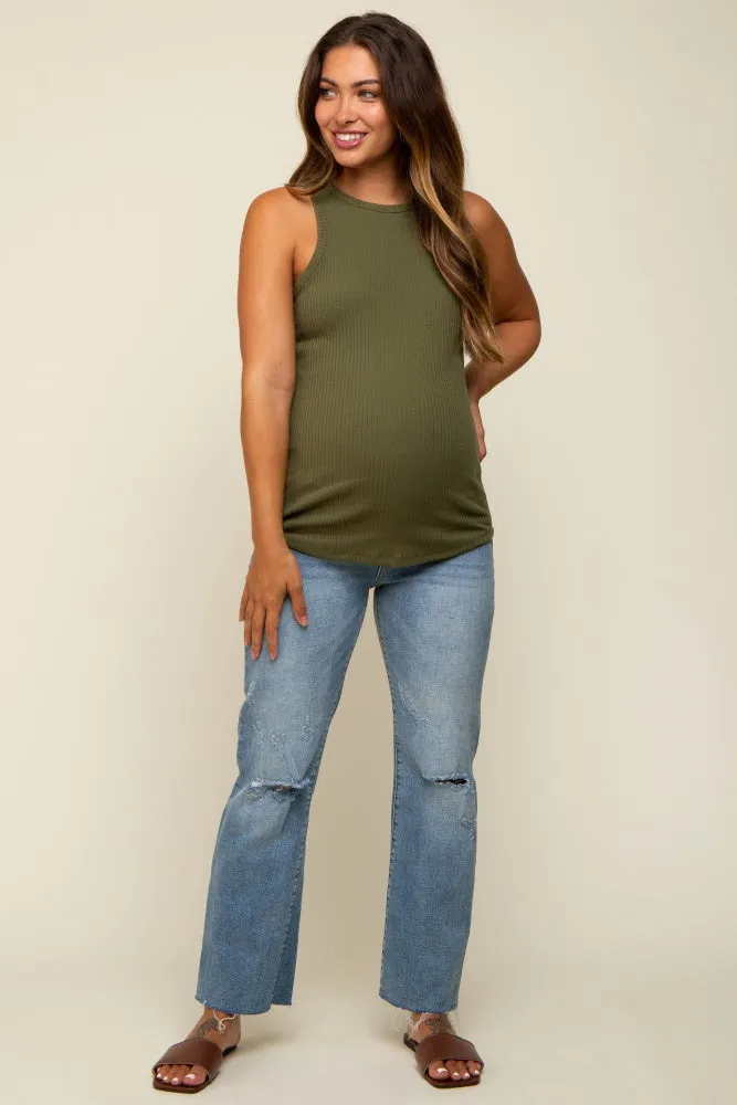 Dark Green Ribbed Basic Maternity Tank Top sold by Pinkblush product image thumbnail 4