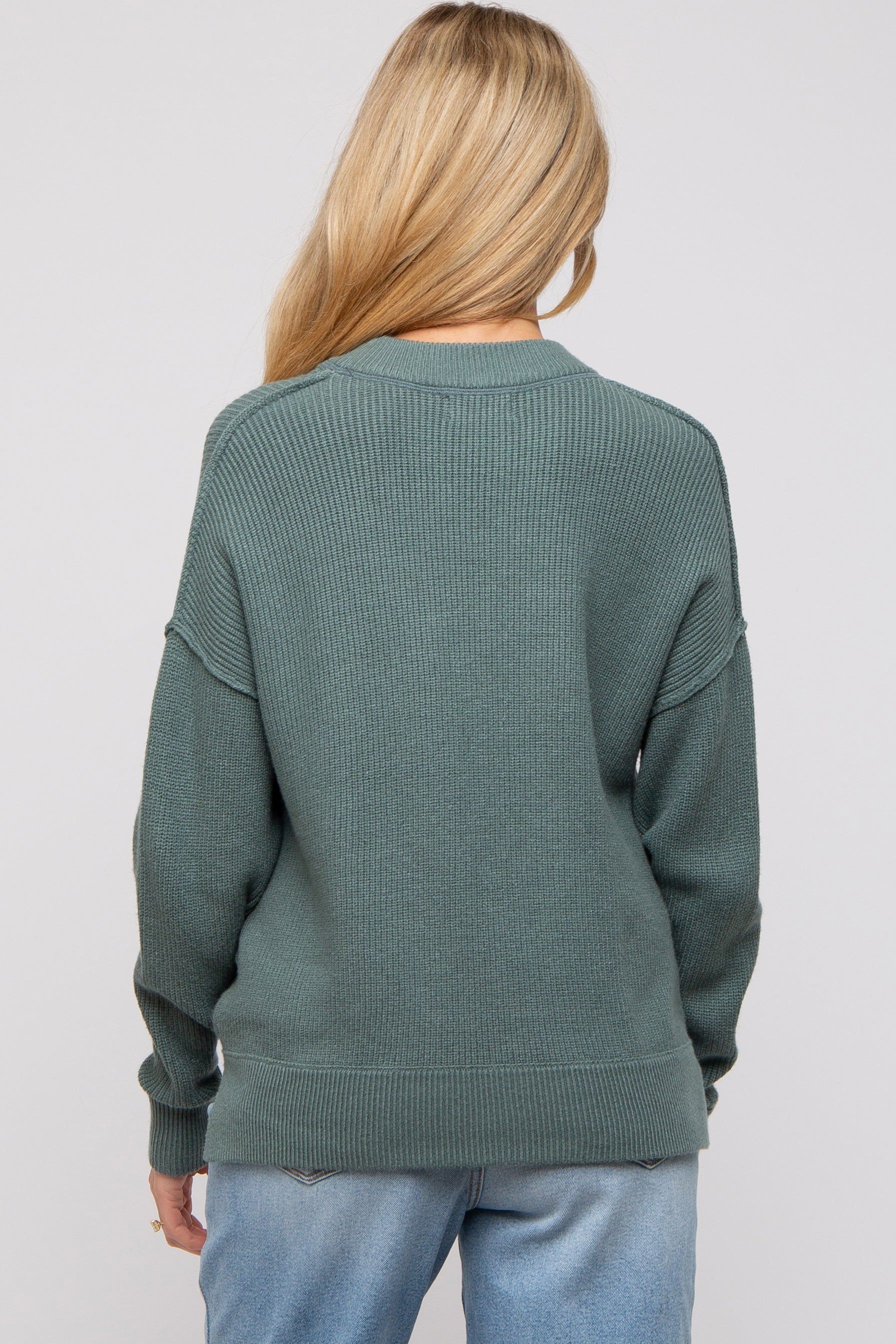 Sage Knit Side Slit Maternity Sweater sold by Pinkblush product image thumbnail 3