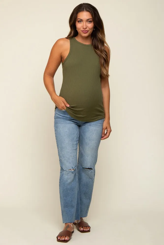 Dark Green Ribbed Basic Maternity Tank Top sold by Pinkblush product image thumbnail 5