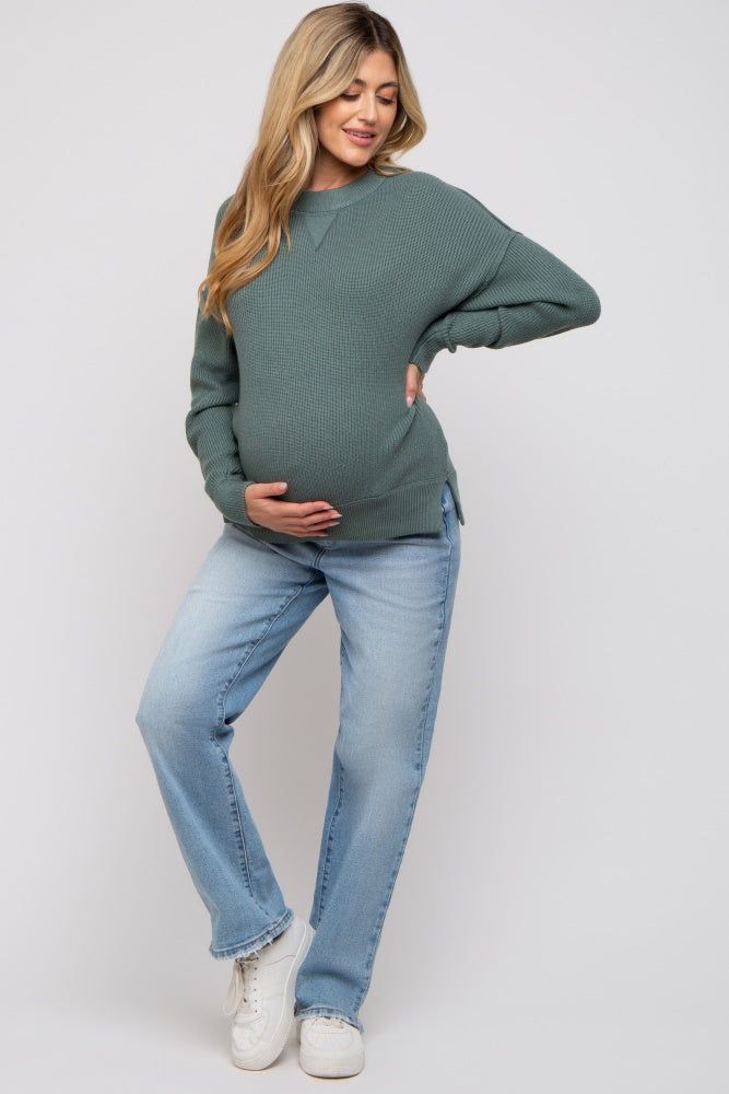 Sage Knit Side Slit Maternity Sweater sold by Pinkblush product image thumbnail 5
