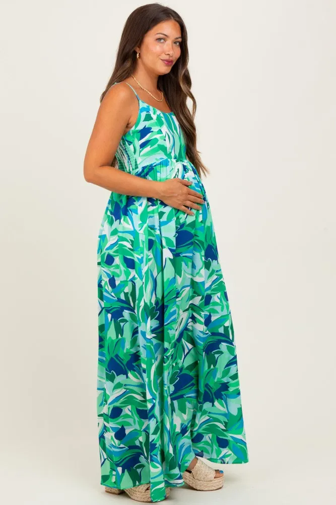 Green Printed Shoulder Tie Maternity Maxi Dress sold by Pinkblush product image thumbnail 2