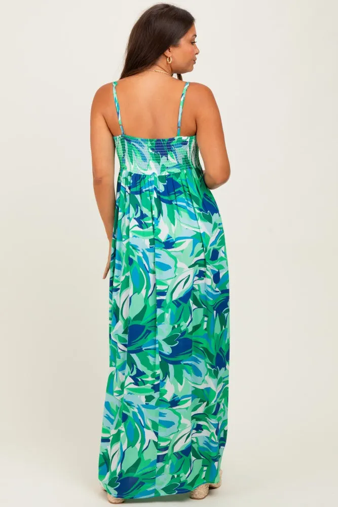 Green Printed Shoulder Tie Maternity Maxi Dress sold by Pinkblush product image thumbnail 3