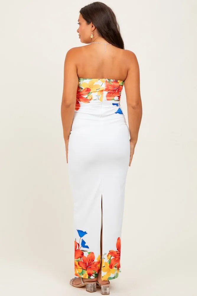 Ivory Floral Strapless Maternity Maxi Dress sold by Pinkblush product image thumbnail 3