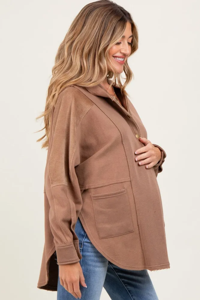 Mocha Corduroy Contrast Oversized Maternity Hoodie sold by Pinkblush product image thumbnail 3
