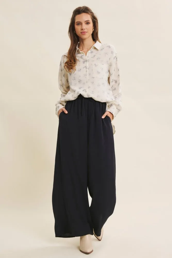 Blue Floral Cotton Gauze Oversized Button-Down Shirt sold by Pinkblush product image thumbnail 2