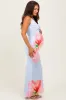 Light Blue Floral Draped Halter Maternity Maxi Dress sold by Pinkblush