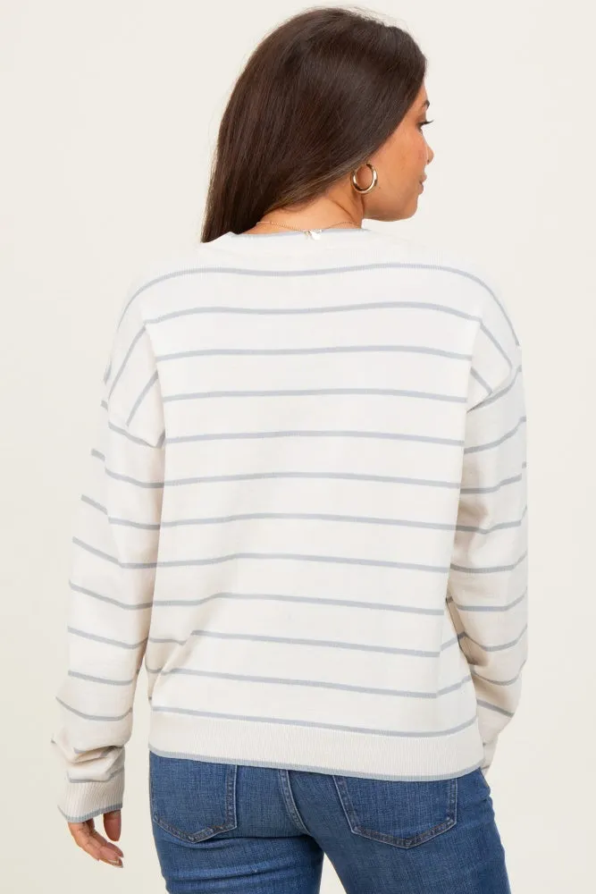 Cream Striped Drop Shoulder Maternity Sweater sold by Pinkblush product image thumbnail 4