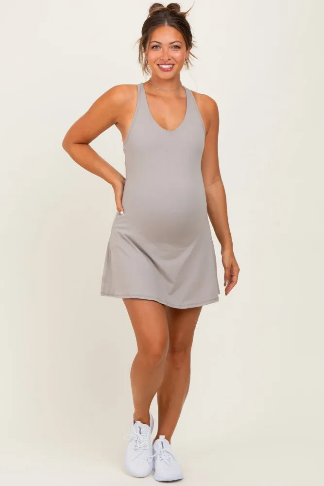 Light Taupe Tennis Racerback Maternity Romper Dress sold by Pinkblush product image thumbnail 2