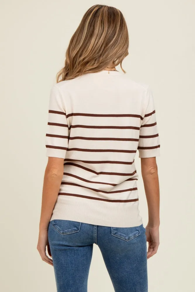Brown Striped Knit Maternity Short Sleeve Top sold by Pinkblush product image thumbnail 3