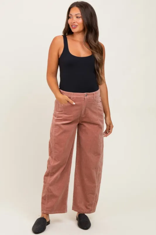 Mauve Corduroy Wide Leg Maternity Pants sold by Pinkblush