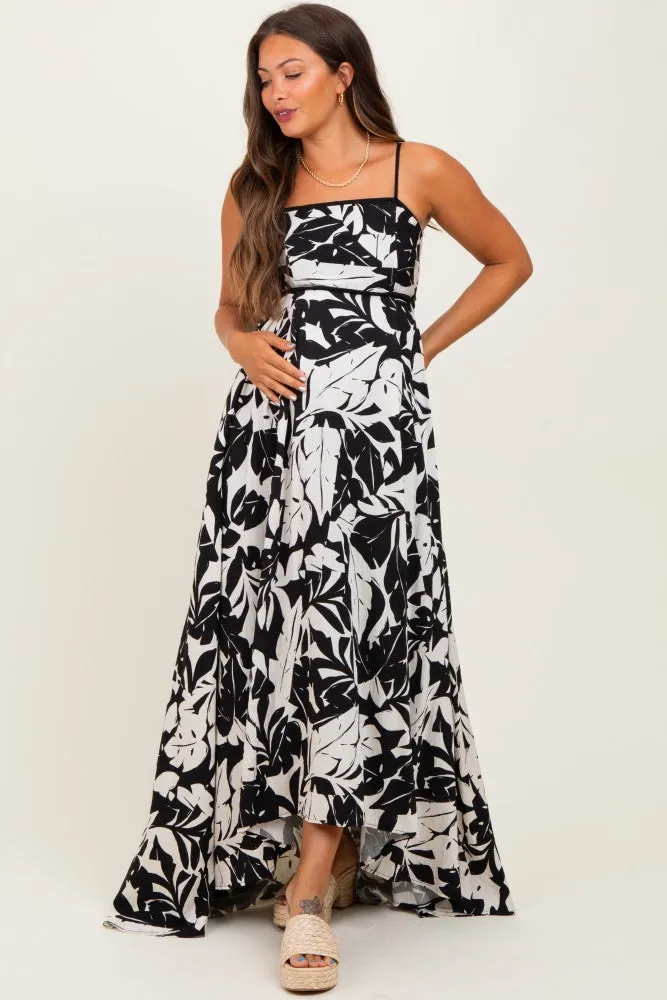 Black/ White Vintage Floral Smocked Top Sleeveless Maternity Maxi Dress sold by Pinkblush product image thumbnail 2