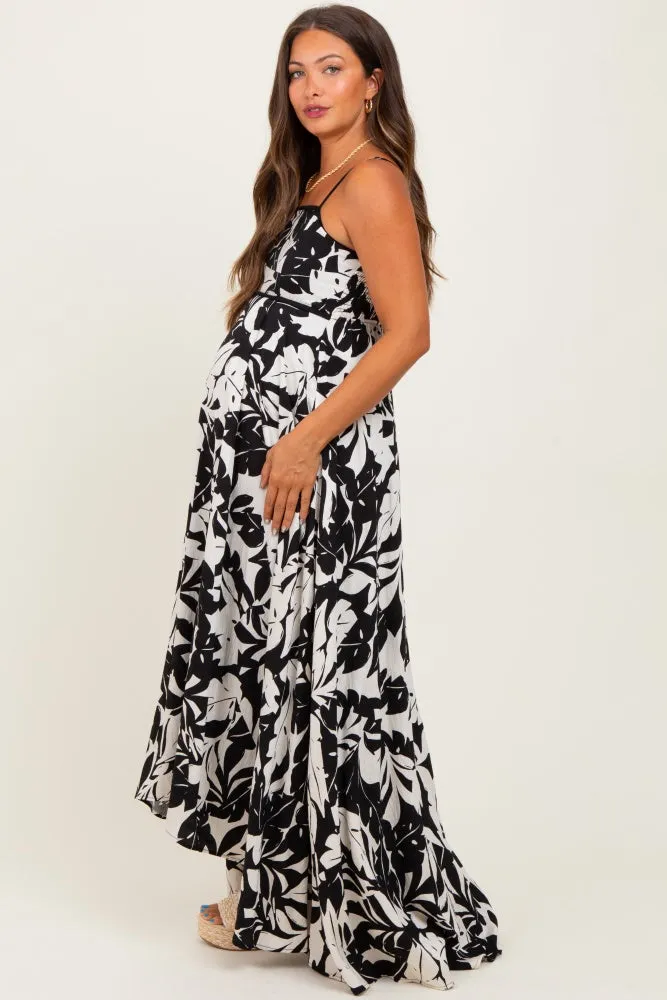Black/ White Vintage Floral Smocked Top Sleeveless Maternity Maxi Dress sold by Pinkblush product image thumbnail 3