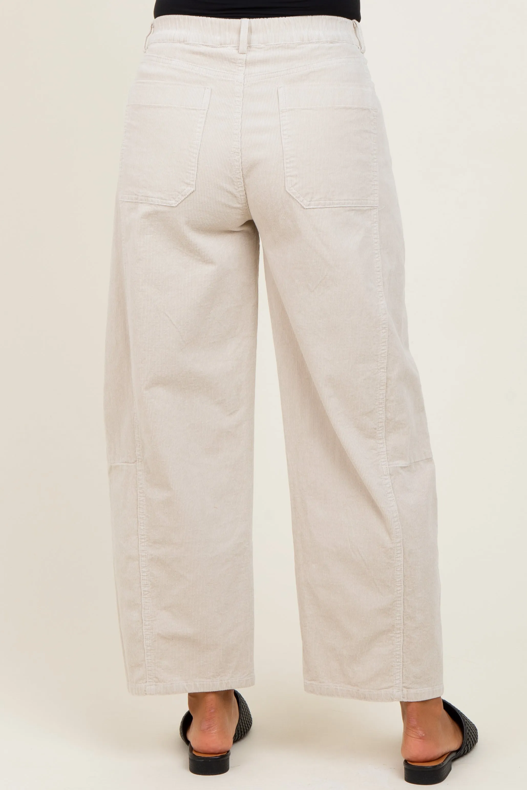 Beige Corduroy Wide Leg Maternity Pants sold by Pinkblush product image thumbnail 4