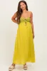 Lime Crochet Contrast Beaded Halter Neck Maternity Maxi Dress sold by Pinkblush